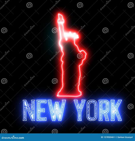Neon Sign Of New York And Statue Of Liberty Creative Glowing Led Light