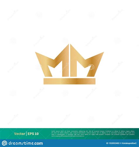 Mm Letter Gold Crown Icon Vector Logo Template Illustration Design