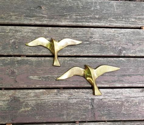 Mid Century Brass Seagull Wall Hanging Trio Wall Decor For Etsy