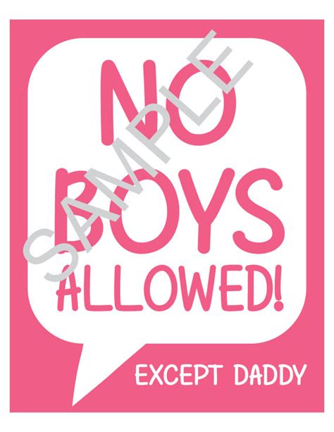 No Boys Allowed Sign Printable Instant Download Wall Art 8x10 