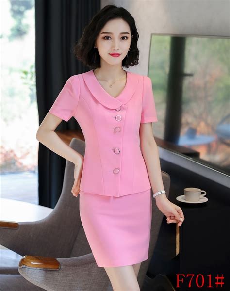 New Style 2018 Summer Women Business Suits Two Piece Pink