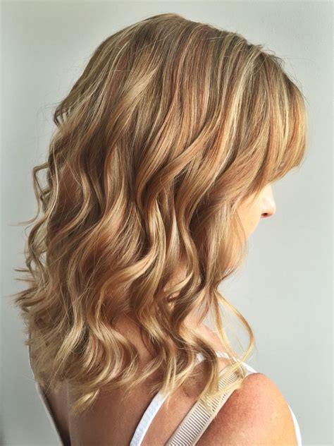 We think it looks just fab on a long lob with side bangs. Soft copper hair. Copper highlights. Warm blonde. Golden ...