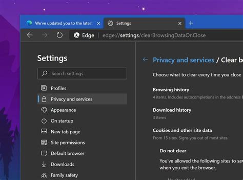 How To Configure Site Exceptions For Microsoft Edges Browsing Data Cleaner