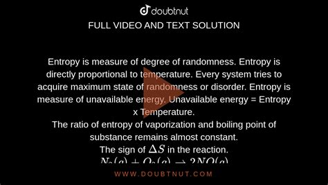 Entropy Is Measure Of Degree Of Randomness Entropy Is Directly