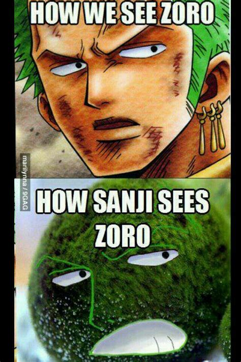 Two Different Anime Faces With Caption That Says How We See Zoro And