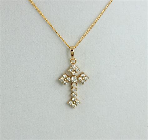 Sale Gold Cross Necklace Women Christian Jewelry Crystal Etsy