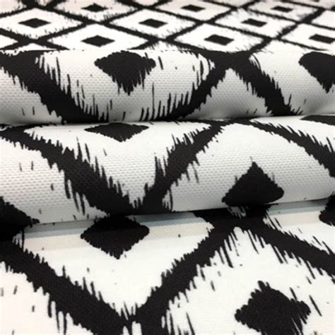 Black And White Geometric Ikat Patterned Fabricsofa Etsy