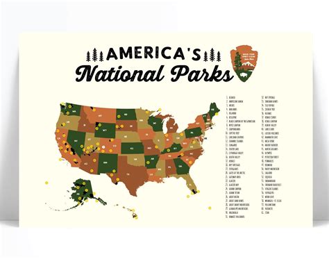 National Parks Map Poster 24x18 Inch Map Explore Amer