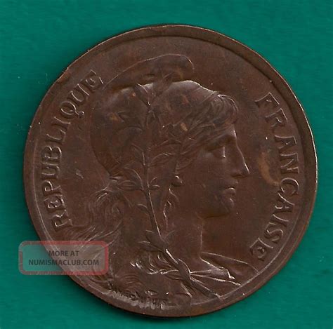 1916 France 10 Centimes Vintage Wwi Era French Bronze Coin