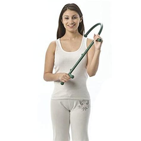 Green Thera Cane Back Hook Massager Neck Self Muscle Pressure Stick Tool Manuel Trigger Point