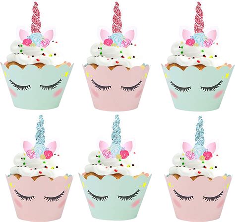 Konsait Unicorn Cupcake Decorations Unicorn Cupcake Toppers Horn Ears