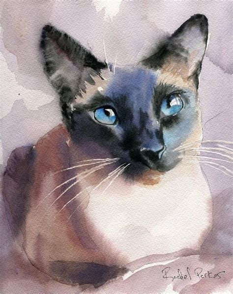 Print Siamese Cat Art Print Of A Watercolor Painting Big