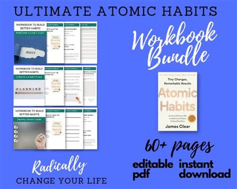 Atomic Habits Ultimate Habit Change Workbook Bundle Editable Printable