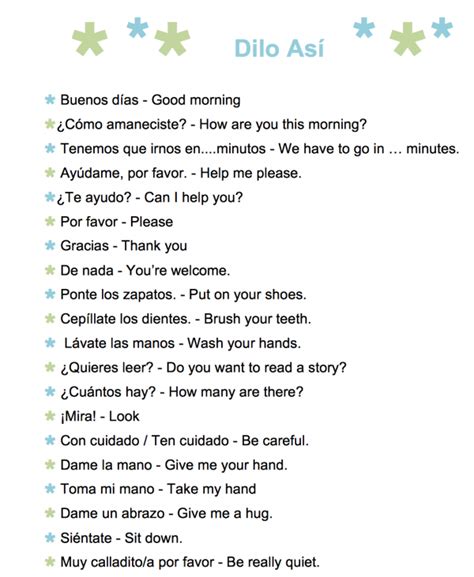 61 Common Spanish Phrases To Use With Kids A Printable List Spanish