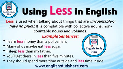 Using Less In English English Study Here