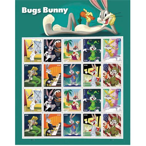 Bugs Bunny Sheet Of 20 Usps First Class Forever Postage Stamps Cartoon