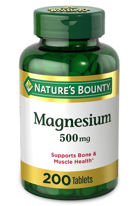 Magnesium By Natures Bounty 500mg Magnesium Tablets For Bone And Muscle
