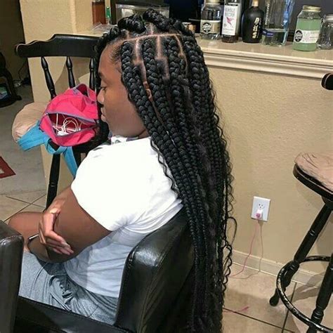 Jumbo box braids🙆(curly ends) #hairstyles # ... 5 packs/lot, usually 5 packs can be full a head.