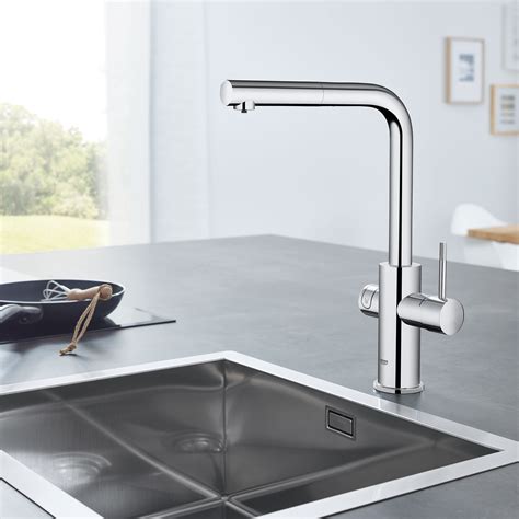 28 results for grohe pull out kitchen tap. GROHE Blue® Single-Handle Pull-Out Kitchen Faucet Single ...