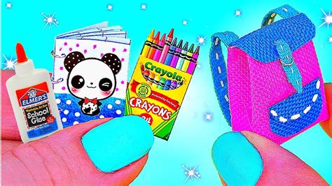 Diy Real Miniatures School Supplies Backpack Notebook Crayola