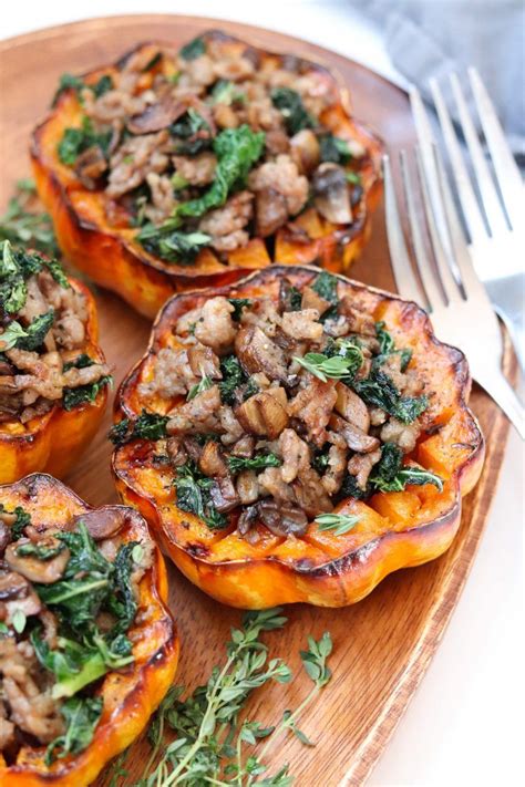 Roasted Acorn Squash With Sausage Kale Cook At Home Mom Recipe