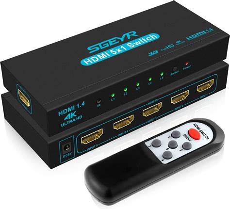 Sgeyr Hdmi Switch 5 Port V14 Hdmi Switcher 5 In 1 Out Hdmi Switch