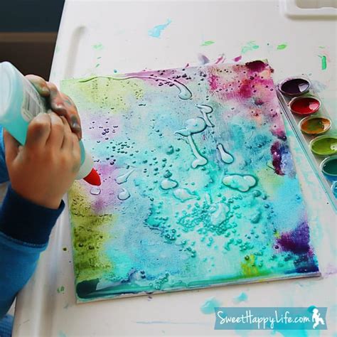 Watercolors Glue And Salt Canvas Art Kid Friendly