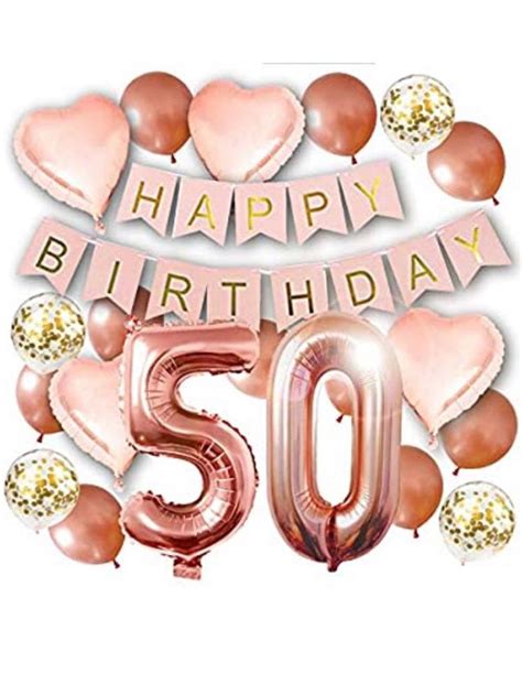 50th Birthday Decorations For Women 50th Rose Gold Balloons Etsy In