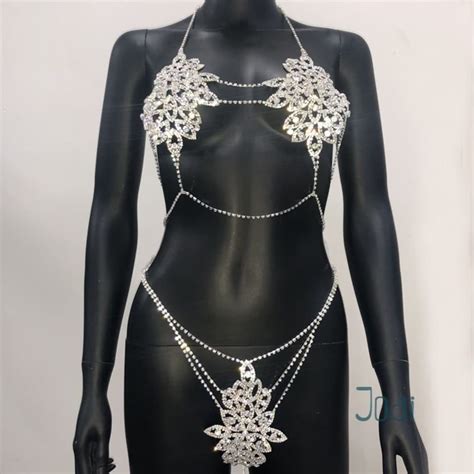 Bling Crystal Body Chain Bikini Harness Jewlery For Women Etsy