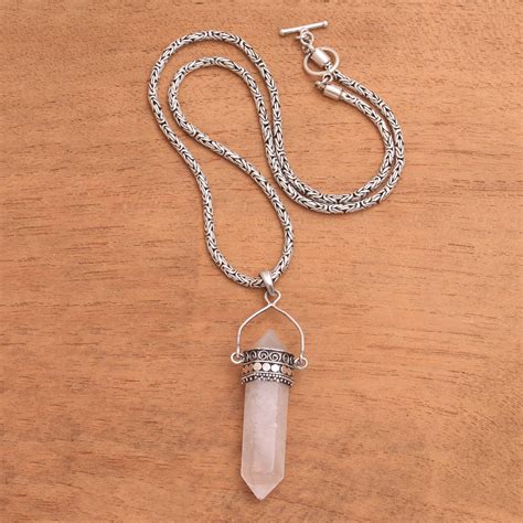 Sterling Silver And White Quartz Crystal Shard Necklace Shard Of Moon