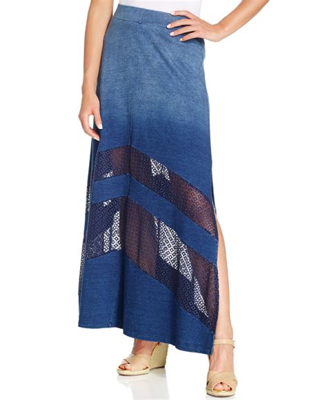Dkny Knit Denim Maxi Skirt In Blue Lyst