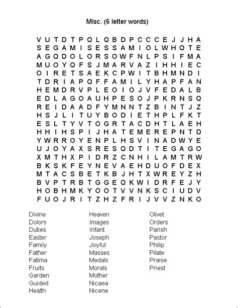 ™ Word Search Misc 6 Letter Words