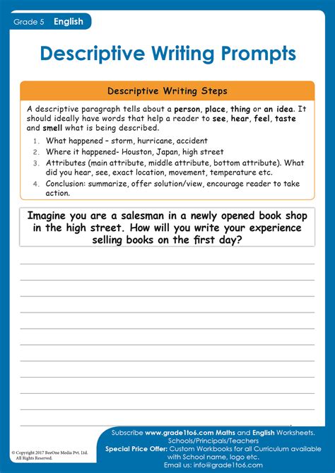 Descriptive Writing Prompts For Pyp Grade 5
