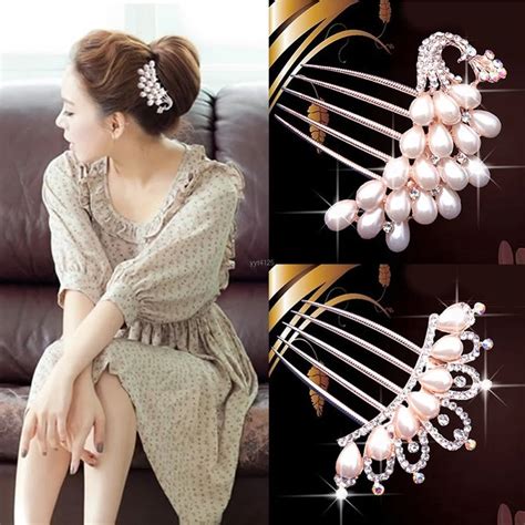 Wedding Bridal Crystal Rhinestone Flower Pearls Hairpin In Womens Hair Accessories From Apparel
