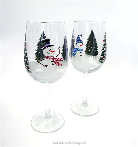 Winter Wonderland Christmas Holiday Hand Painted Snowman Wine Etsy