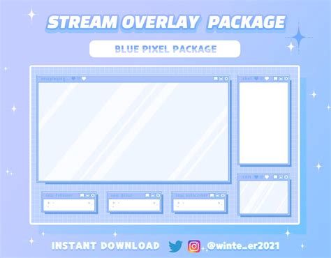 Twitch Blue Pixel Computer Stream Overlay Package Retro Etsy