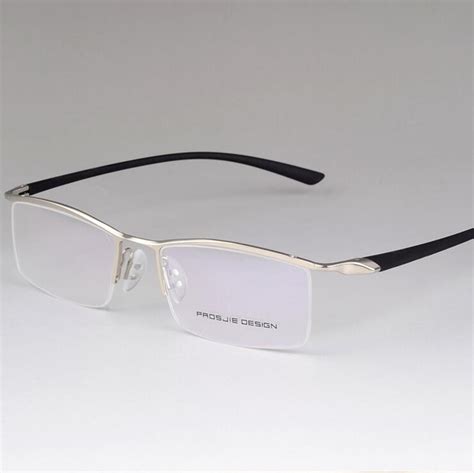 tr90 titanium alloy hlaf rimless eyeglass frames myopia rx able glasses spectacles in men s
