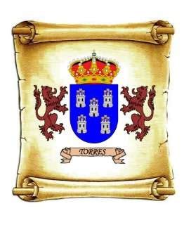 Escudo Del Apellido Torres Heraldica Lamina 45 X 30 Cm 420 00
