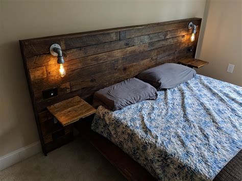 Latest Project Pallet Wood Headboard With Built In Shelves Galvanized