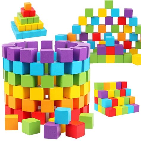 100pcs 2cm Wooden Color Cube Block Set Toy Early Learning 3d Geometric