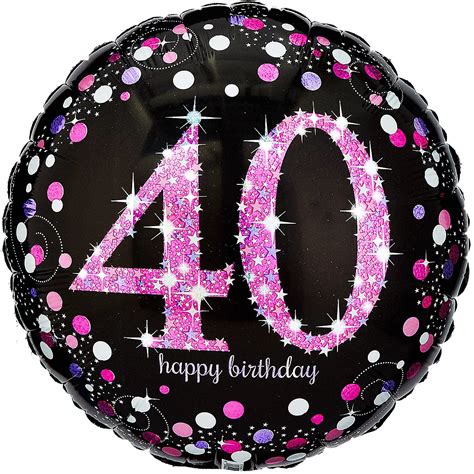 40th Birthday Balloon 18in Pink Sparkling Celebration Party City