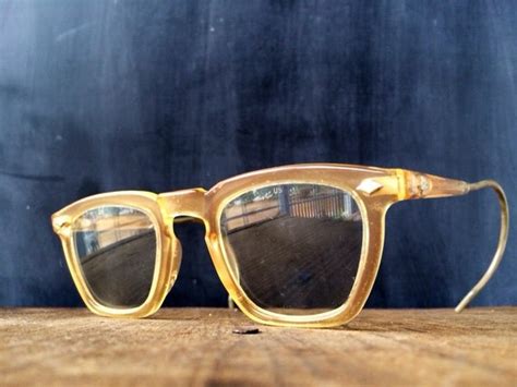 Mens Eyeglasses Military Issue Hipster Nerd Eyewear Vintage Light Gold