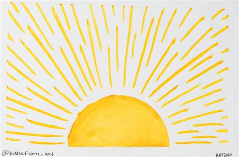 Original Watercolor Painting Sun Rays Handmade Wall Etsy