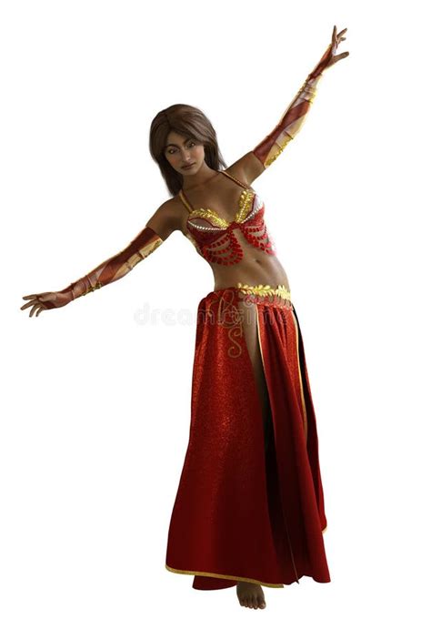 3d Belly Dancer Girl In Red Outfit Stock Illustration Illustration Of Arabian Eastern 246457044
