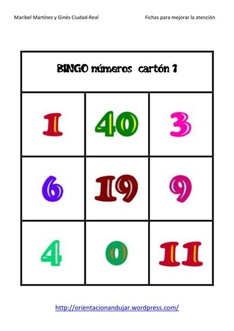 Juguemos Al Bingo Con Los Números Orientacion Andujar