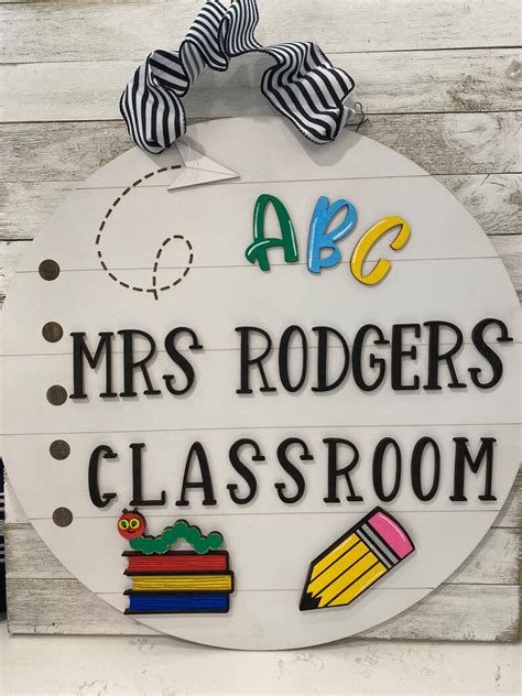 Personalized Classroom Door Sign Teacher Door Hanger Teacher T