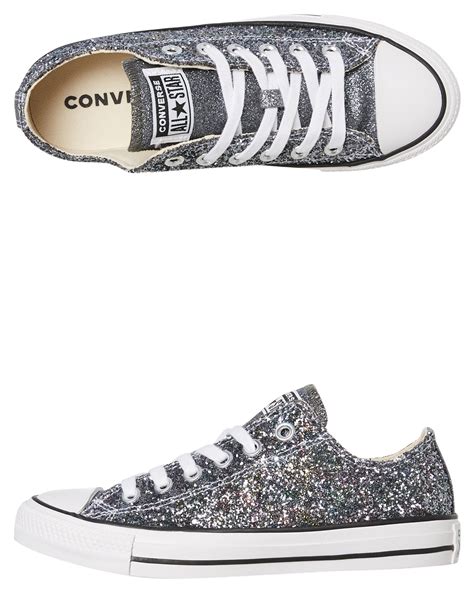 Converse Womens Chuck Taylor All Star Glitter Lo Shoe Silver Surfstitch