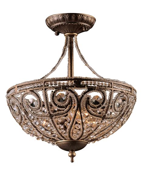 Flush mount lighting is a common ceiling light that can be used anywhere in the home, even in small spaces with low ceilings. Elk Lighting 5964/3 Crystal Elizabethan Semi-Flush Ceiling ...