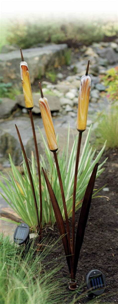 New 3 Solar Cattail Spike Light Yard Stake Water Gardenpond Landscape