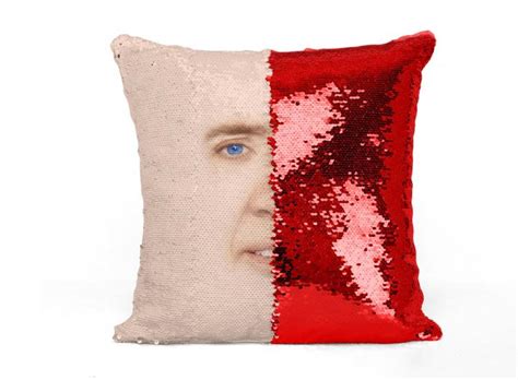 Nicolas Cage Sequin Pillow Reveals Nicolas Cages Face